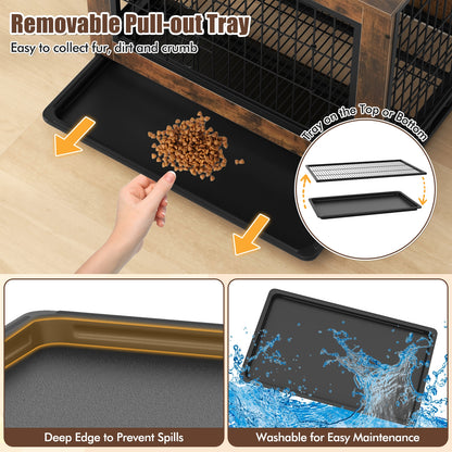 Dog Crate Furniture with Double Lockable Doors and Removable Pull-out Tray-S Dog Kennels at Gallery Canada