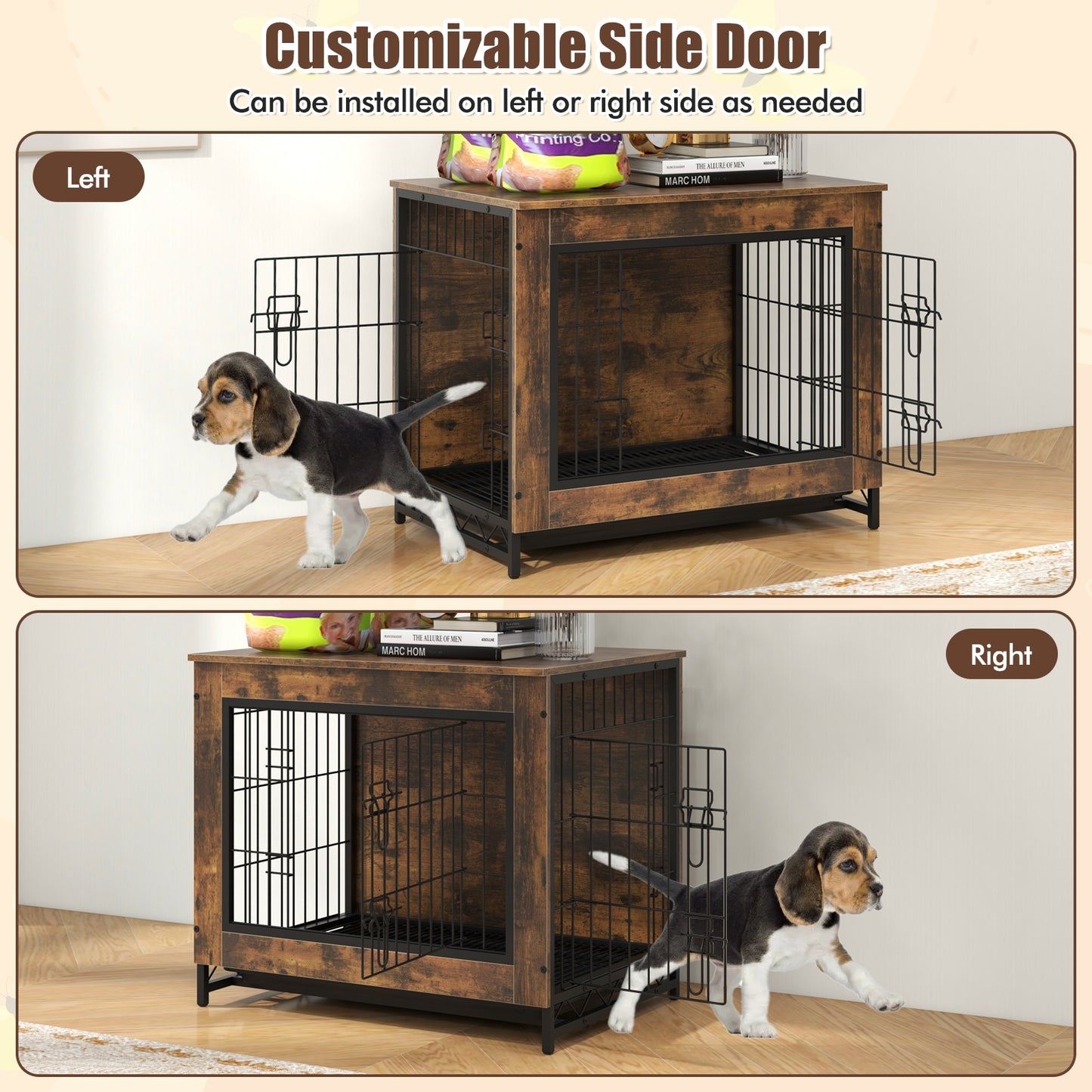 Dog Crate Furniture with Double Lockable Doors and Removable Pull-out Tray-S Dog Kennels at Gallery Canada