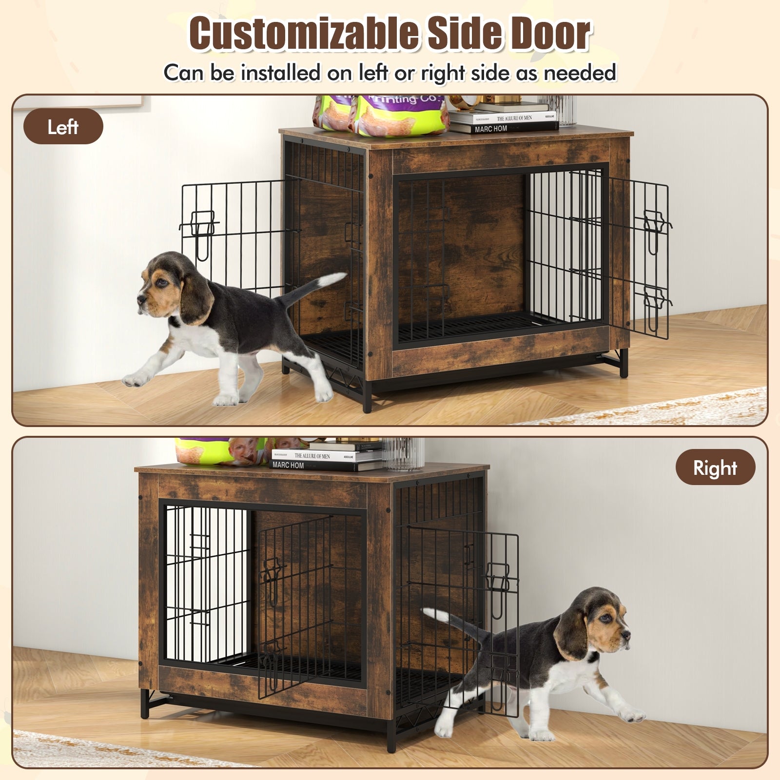 Dog Crate Furniture with Double Lockable Doors and Removable Pull-out Tray-S Dog Kennels at Gallery Canada