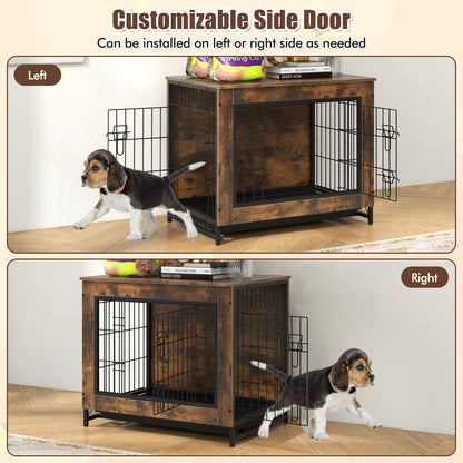 Dog Crate Furniture with Double Lockable Doors and Removable Pull-out Tray-S Dog Kennels at Gallery Canada