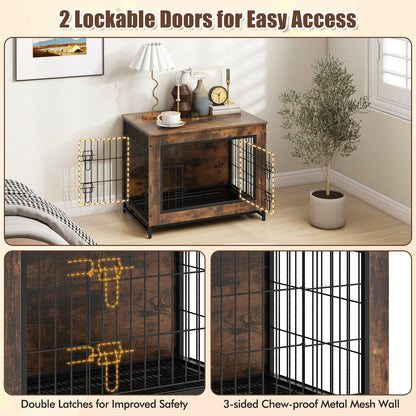 Dog Crate Furniture with Double Lockable Doors and Removable Pull-out Tray-S Dog Kennels at Gallery Canada