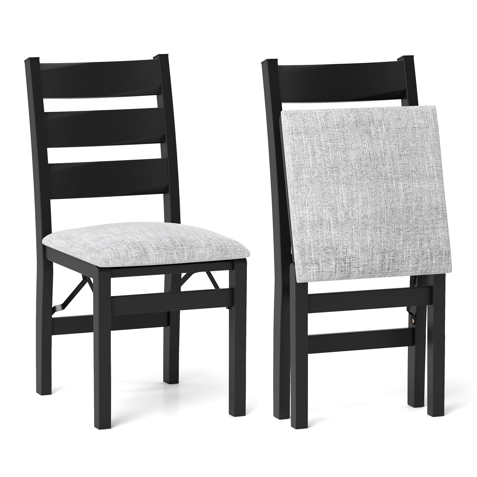 Modern Upholstered Folding Chairs Set of 2 with Comfy Backrest, Black Dining Chairs at Gallery Canada
