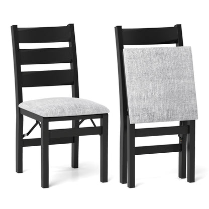 Modern Upholstered Folding Chairs Set of 2 with Comfy Backrest, Black Dining Chairs at Gallery Canada