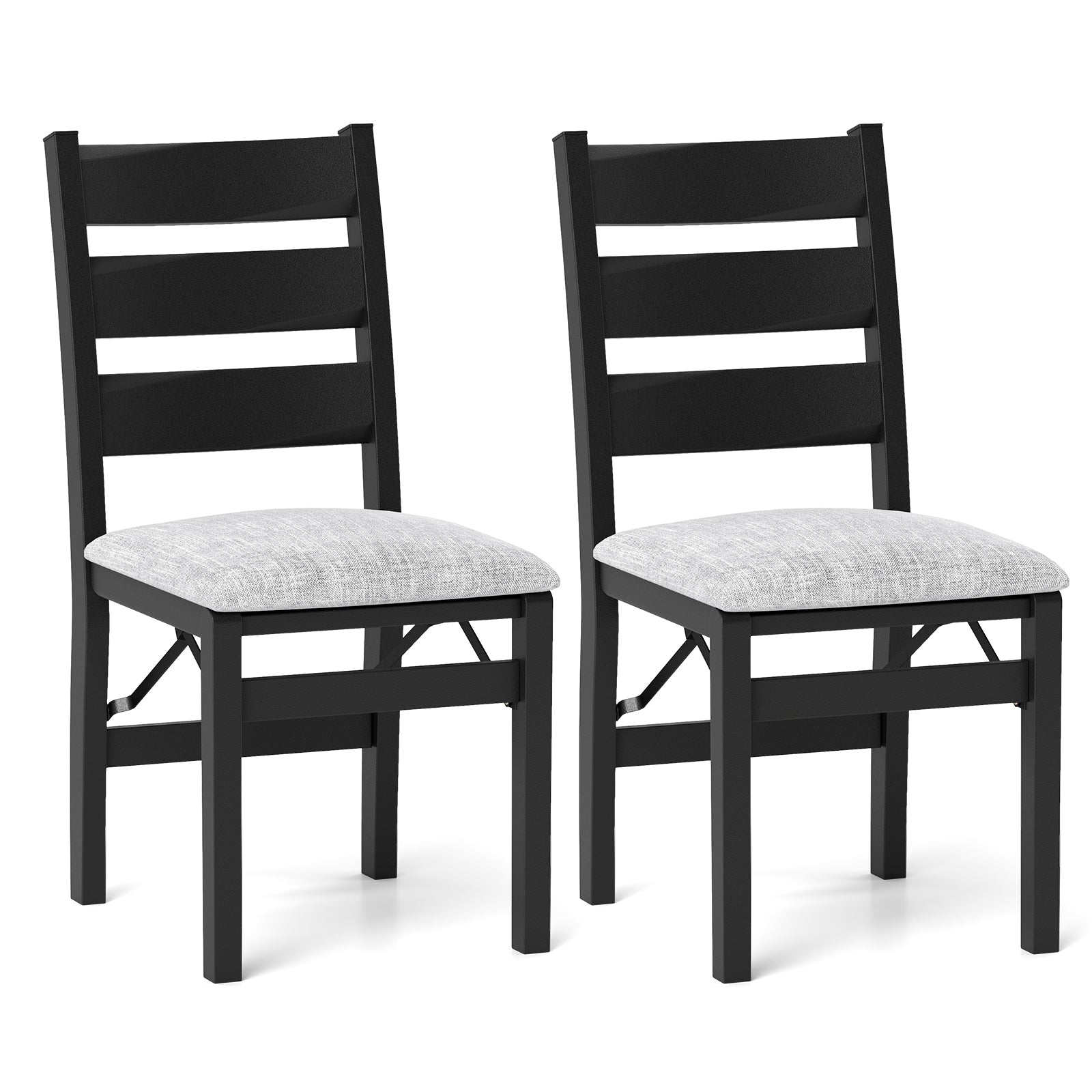 Modern Upholstered Folding Chairs Set of 2 with Comfy Backrest, Black Dining Chairs at Gallery Canada