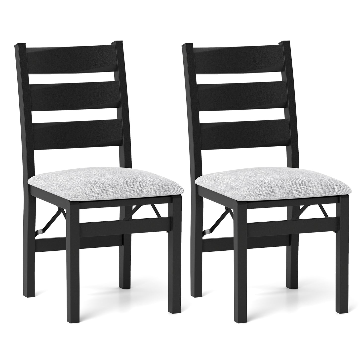 Modern Upholstered Folding Chairs Set of 2 with Comfy Backrest, Black Dining Chairs at Gallery Canada