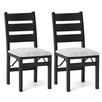 Modern Upholstered Folding Chairs Set of 2 with Comfy Backrest, Black Dining Chairs at Gallery Canada