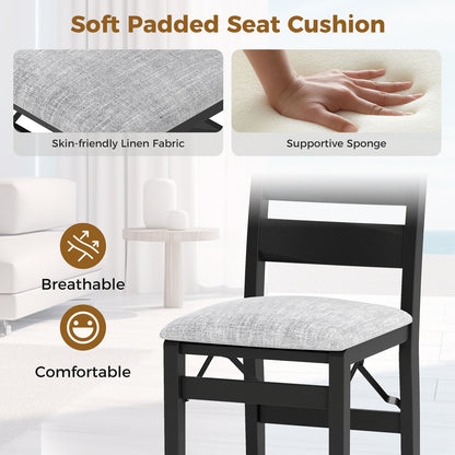 Modern Upholstered Folding Chairs Set of 2 with Comfy Backrest, Black Dining Chairs at Gallery Canada