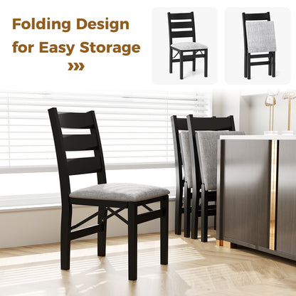 Modern Upholstered Folding Chairs Set of 2 with Comfy Backrest, Black Dining Chairs at Gallery Canada