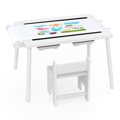 Sensory Table and Chair Set for Kids 2-8 with Foldable Bins, White Kids Table & Chair Sets at Gallery Canada