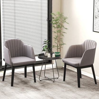 Upholstered Velvet Accent Modern Dining Chairs Set of 2 with Curved Backrests-Grey, Gray Dining Chairs at Gallery Canada