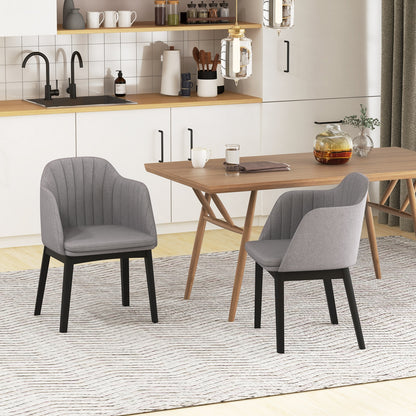 Upholstered Velvet Accent Modern Dining Chairs Set of 2 with Curved Backrests-Grey, Gray Dining Chairs at Gallery Canada