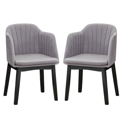 Upholstered Velvet Accent Modern Dining Chairs Set of 2 with Curved Backrests-Grey, Gray Dining Chairs Gray at Gallery Canada