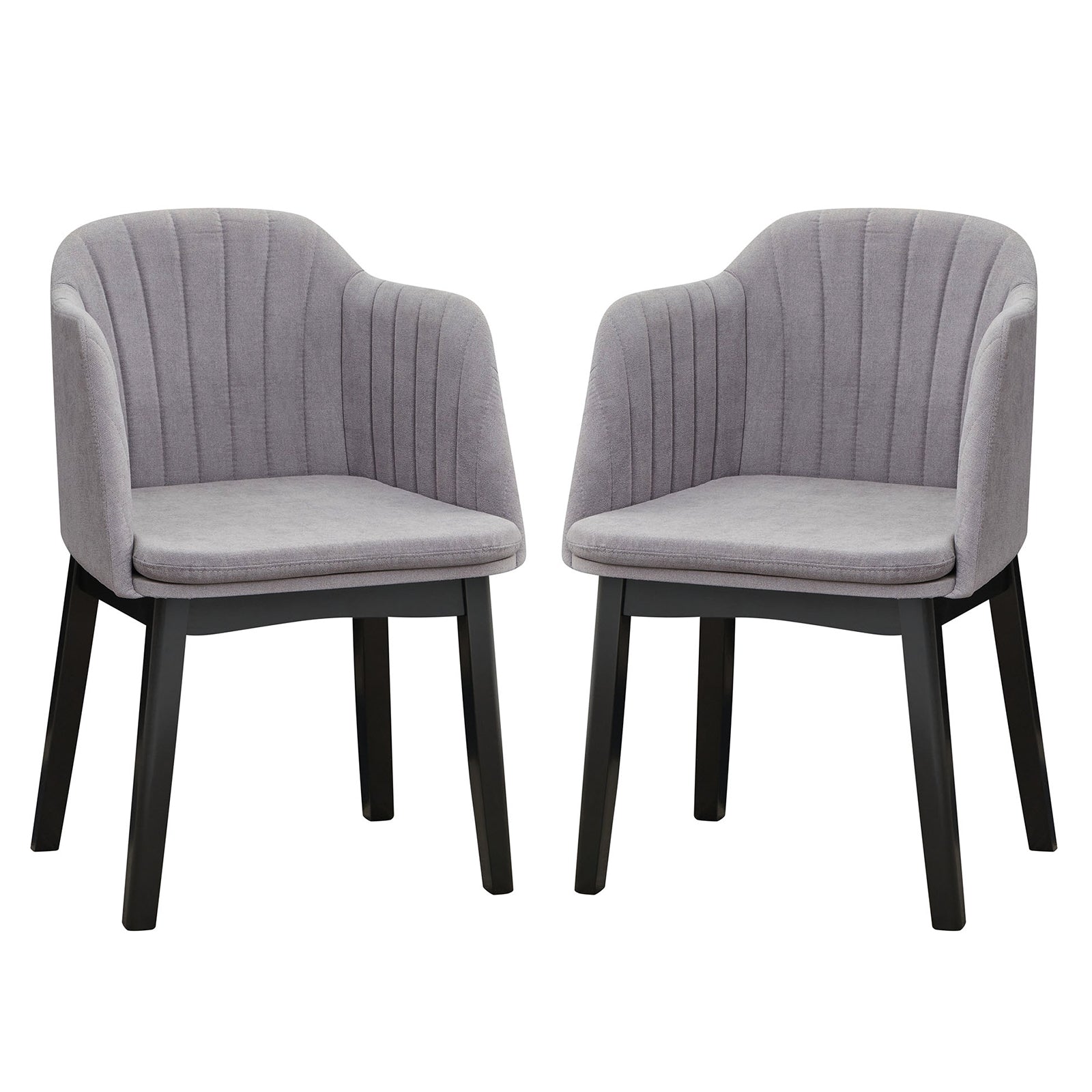 Upholstered Velvet Accent Modern Dining Chairs Set of 2 with Curved Backrests-Grey, Gray Dining Chairs at Gallery Canada