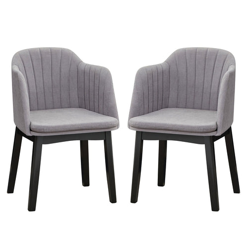 Upholstered Velvet Accent Modern Dining Chairs Set of 2 with Curved Backrests-Grey, Gray