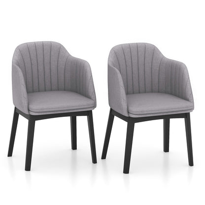 Upholstered Velvet Accent Modern Dining Chairs Set of 2 with Curved Backrests-Grey, Gray Dining Chairs at Gallery Canada