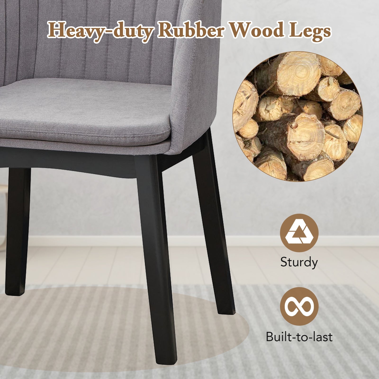 Upholstered Velvet Accent Modern Dining Chairs Set of 2 with Curved Backrests-Grey, Gray Dining Chairs at Gallery Canada