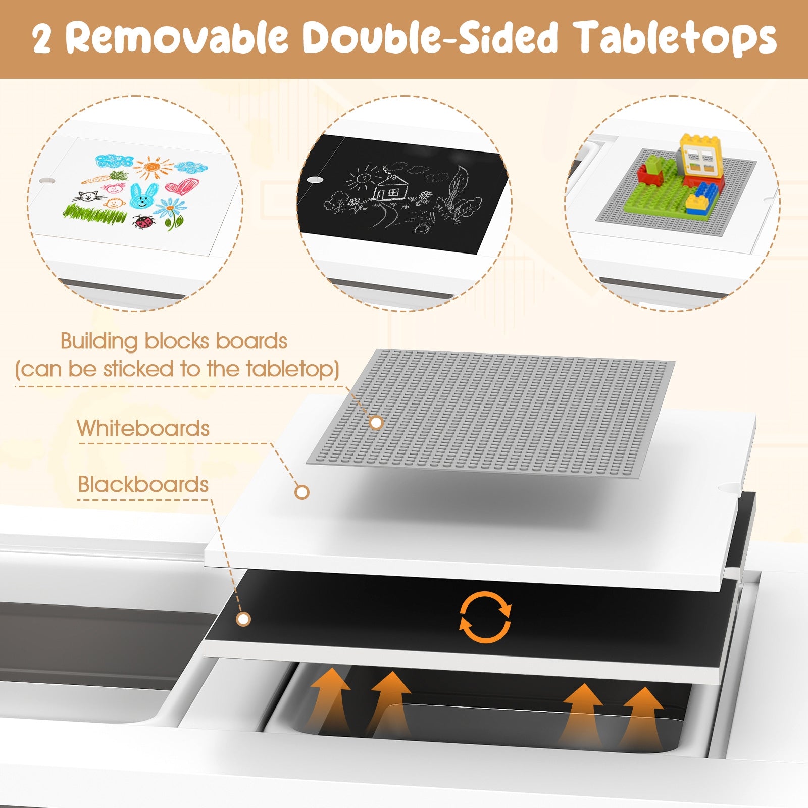 Sensory Table and Chair Set for Kids 2-8 with Foldable Bins, White Kids Table & Chair Sets at Gallery Canada