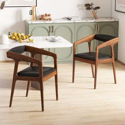 Upholstered Armchairs Set of 2 with Cozy Backrest and Padded Seat Cushion, Brown Dining Chairs at Gallery Canada