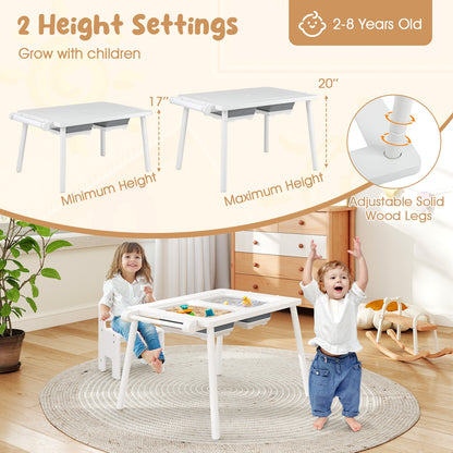 Sensory Table and Chair Set for Kids 2-8 with Foldable Bins, White Kids Table & Chair Sets at Gallery Canada