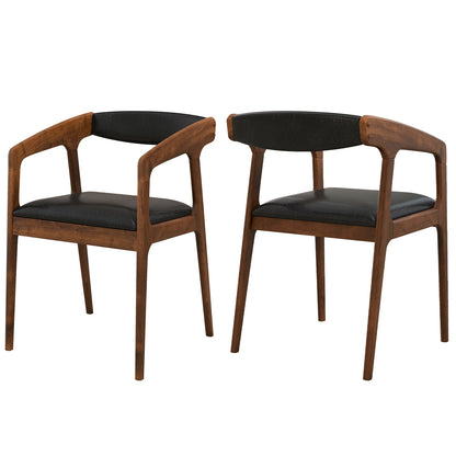 Upholstered Armchairs Set of 2 with Cozy Backrest and Padded Seat Cushion, Brown Dining Chairs Brown at Gallery Canada