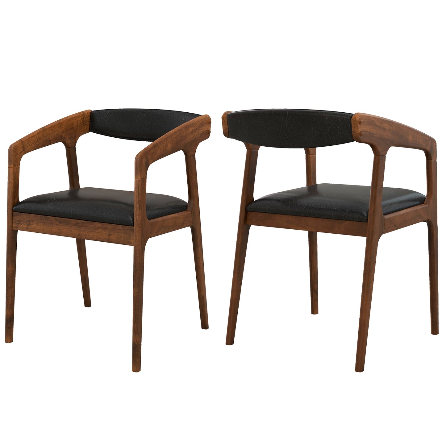 Upholstered Armchairs Set of 2 with Cozy Backrest and Padded Seat Cushion, Brown Dining Chairs at Gallery Canada