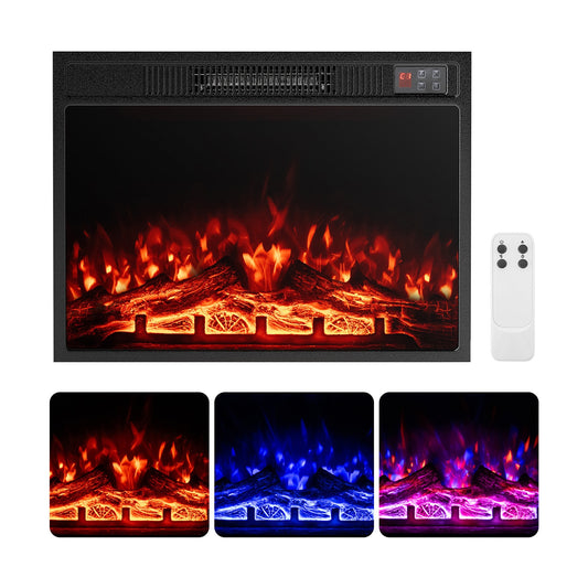23 Inch Electric Fireplace Insert, Adjustable Flame, Black Fireplaces Black at Gallery Canada