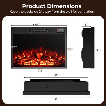23 Inch Electric Fireplace Insert Fireplace Heater with Adjustable Flame Color, Black Fireplaces at Gallery Canada