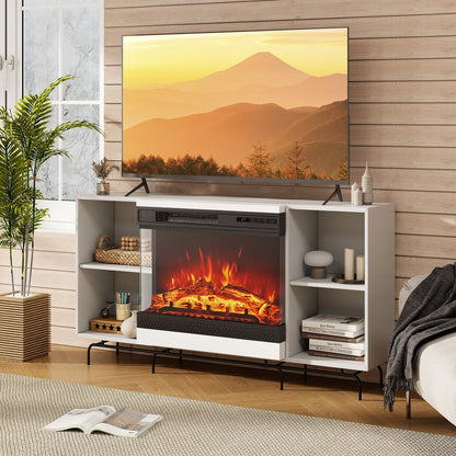 24 Inch 3-Sided Glass Electric Fireplace Heater, Remote Control, Black Fireplaces at Gallery Canada