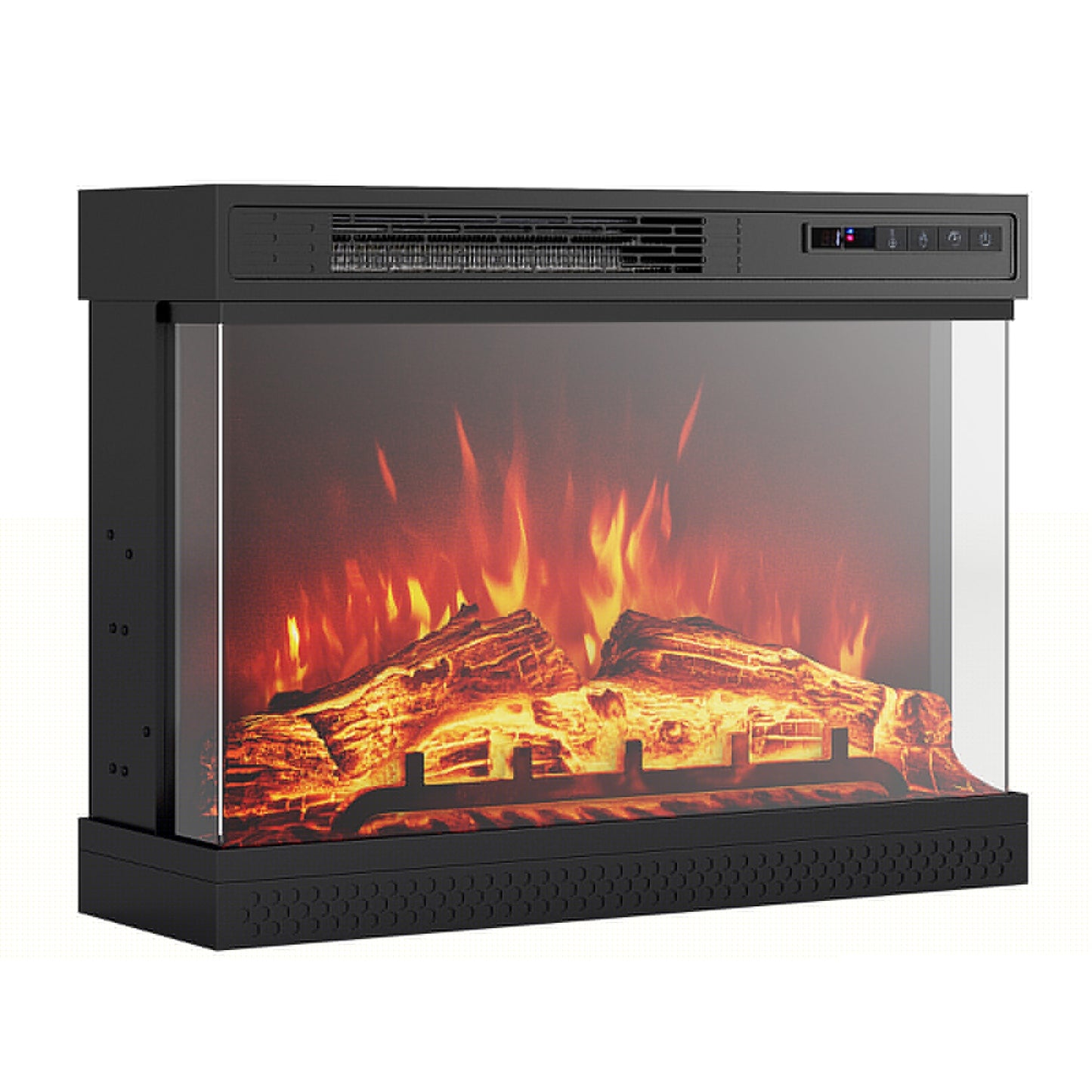 24 Inch 3-Sided Glass Electric Fireplace Heater, Remote Control, Black Fireplaces at Gallery Canada