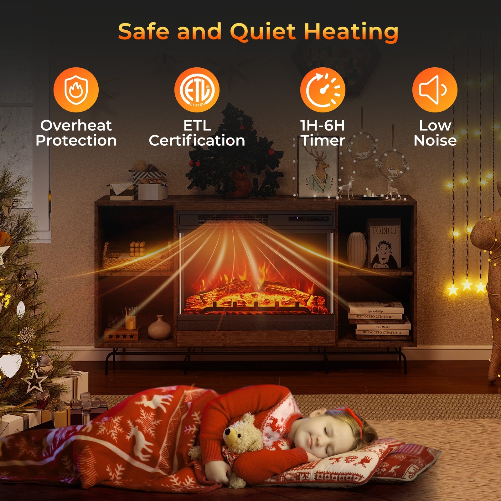 24 Inch 3-Sided Glass Electric Fireplace Heater, Remote Control, Black Fireplaces at Gallery Canada