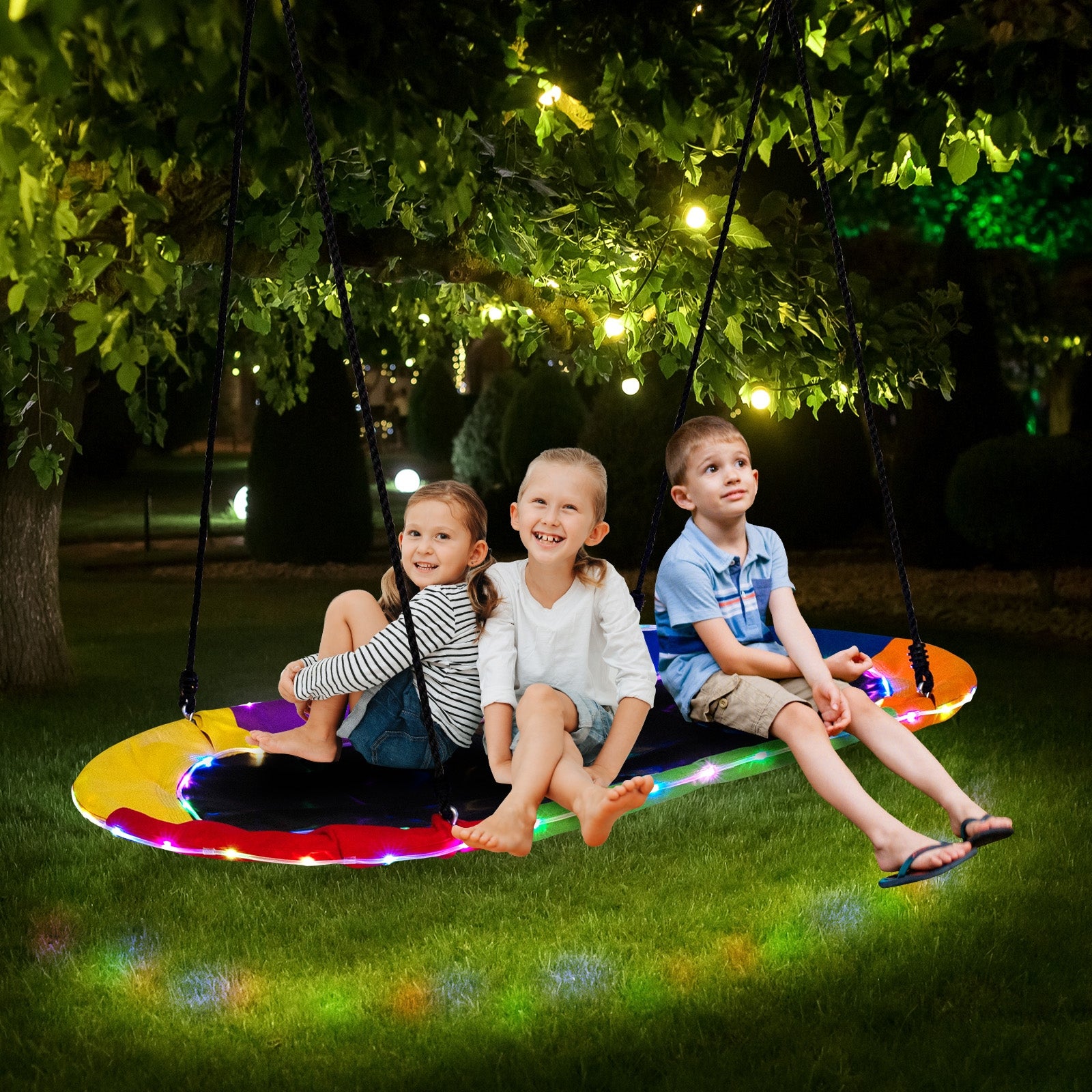 60 Inches Saucer Swing with LED Lights for Kids and Adults, Multicolor Swing & Playsets at Gallery Canada