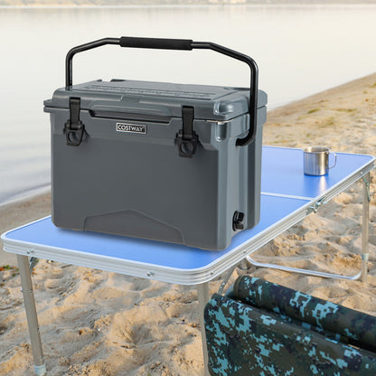 25 QT Hard Cooler with Aluminum Handle and Integrated Cup Holders, Gray Coolers at Gallery Canada