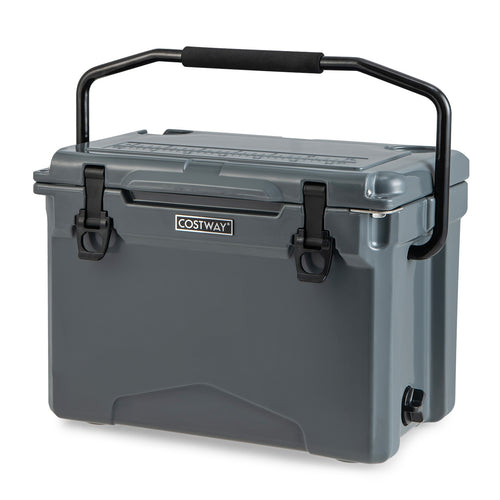 25 Qt Hard Cooler, Aluminum Handle, Cup Holders, Gray