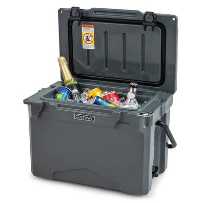 25 QT Hard Cooler with Aluminum Handle and Integrated Cup Holders, Gray Coolers at Gallery Canada