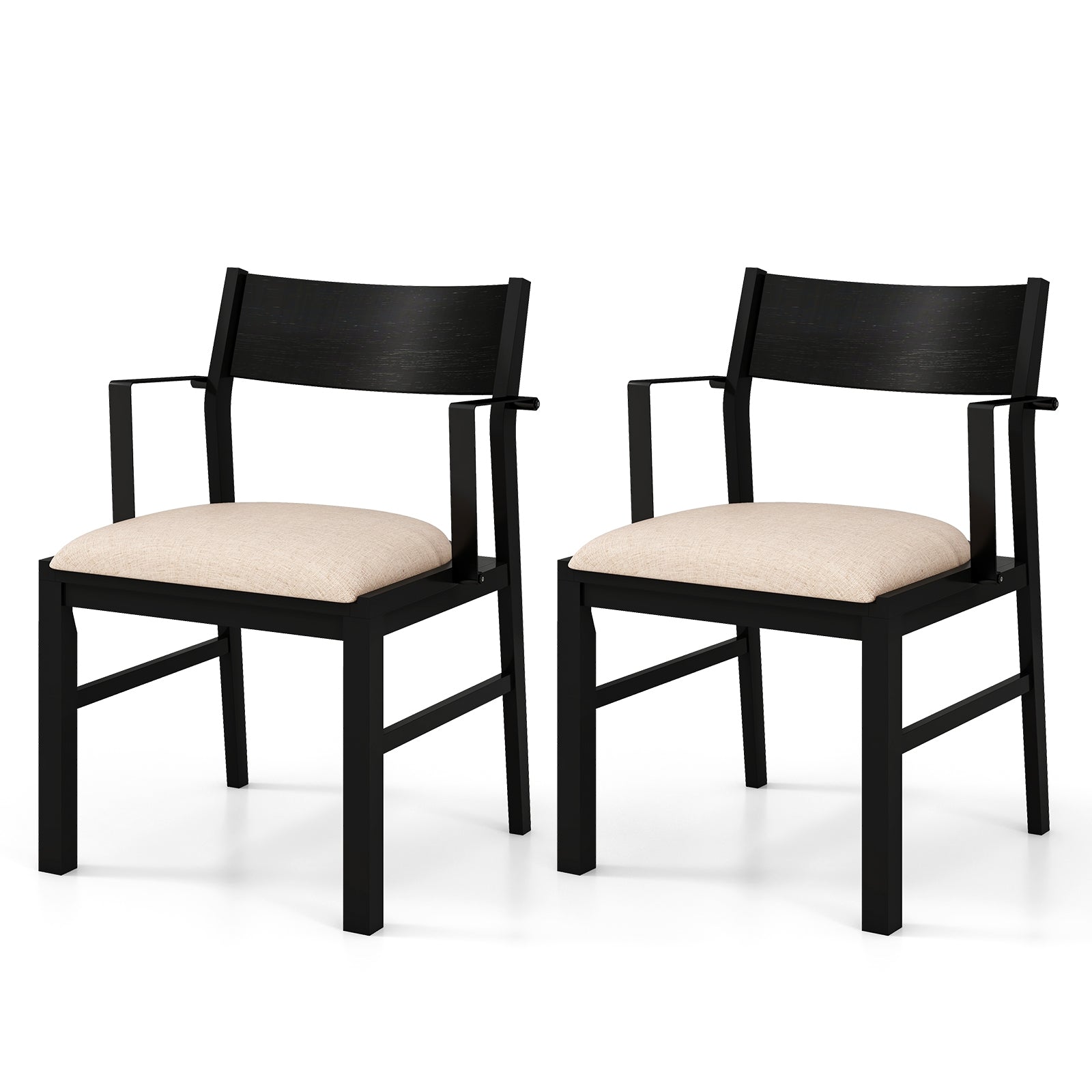 Contoured Backrest Padded Seat Dining Chair Set Of 2, Beige Dining Chairs at Gallery Canada