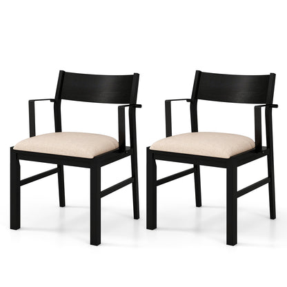 Contoured Backrest Padded Seat Dining Chair Set Of 2, Beige Dining Chairs at Gallery Canada