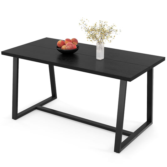 Large Dining Table, Heavy-Duty Metal Frame, Anti-Slip Foot Pads, Black Dining Tables Black at Gallery Canada