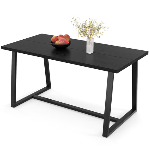 Large Dining Table, Heavy-Duty Metal Frame, Anti-Slip Foot Pads, Black