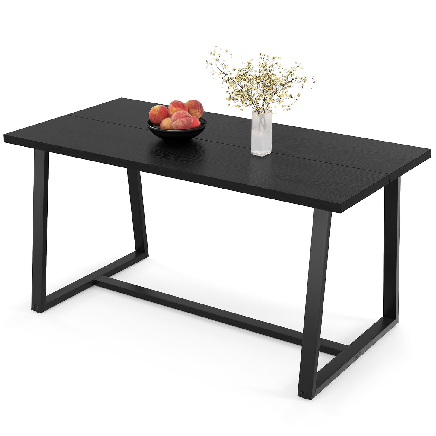 Large Dining Table with Heavy-duty Metal Frame and Anti-slip Foot Pads, Black Dining Tables Black at Gallery Canada