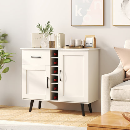 Modern Wine Bar Buffet Cabinet with 6-Bottle Wine Rack, White Sideboards Cabinets & Buffets at Gallery Canada