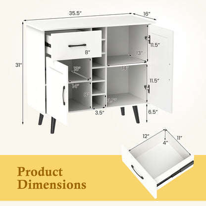 Modern Wine Bar Buffet Cabinet with 6-Bottle Wine Rack, White Sideboards Cabinets & Buffets at Gallery Canada