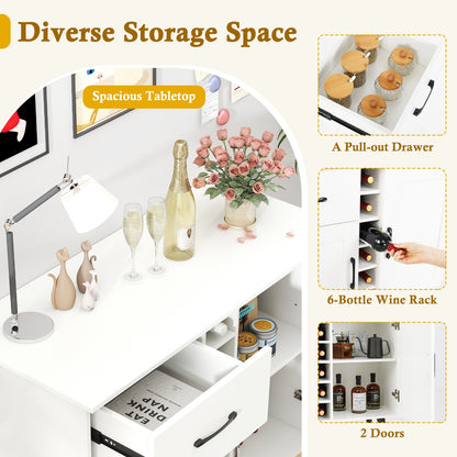 Modern Wine Bar Buffet Cabinet with 6-Bottle Wine Rack, White Sideboards Cabinets & Buffets at Gallery Canada