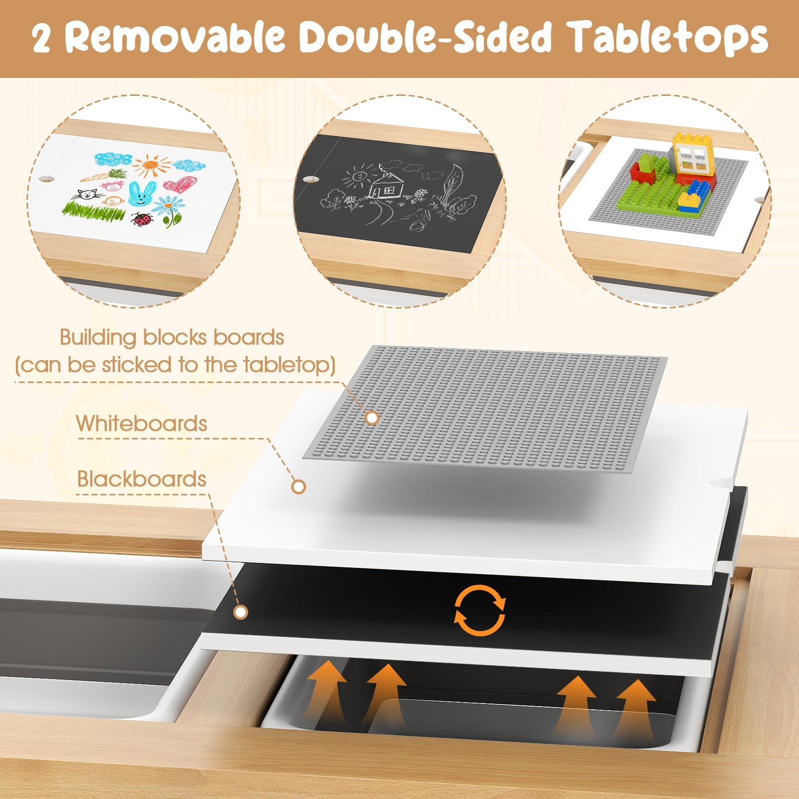 Sensory Table and Chair Set for Kids 2-8 with Foldable Bins, Natural Kids Table & Chair Sets at Gallery Canada