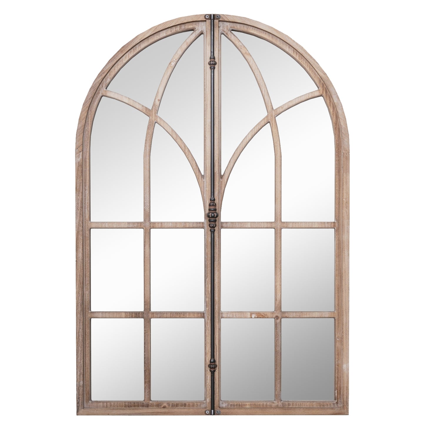 Arched Window Pane Mirror, Wall Mounted, Natural Wall Mirrors Natural at Gallery Canada