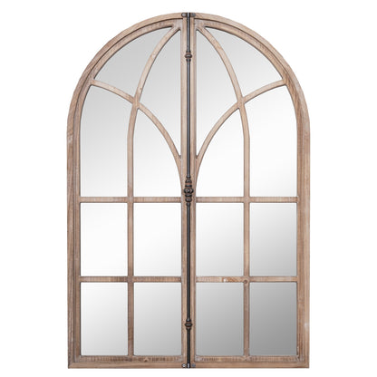 Arched Window Pane Mirror, Wall Mounted, Natural Wall Mirrors Natural at Gallery Canada