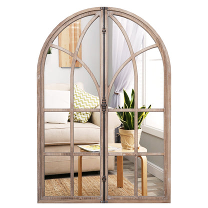 Arched Window Pane Mirror, Wall Mounted, Natural Wall Mirrors at Gallery Canada