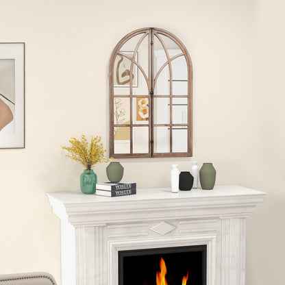 Arched Window Pane Mirror, Wall Mounted, Natural Wall Mirrors at Gallery Canada