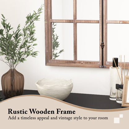 Arched Window Pane Mirror, Wall Mounted, Natural Wall Mirrors at Gallery Canada