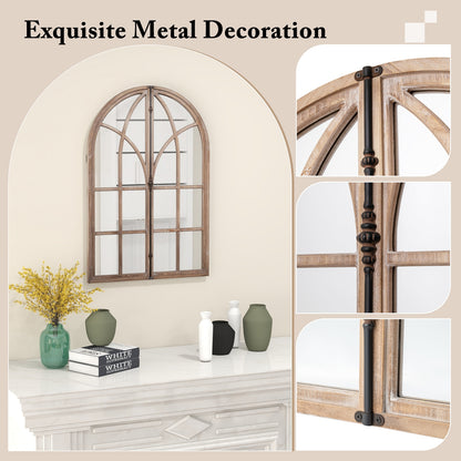 Arched Window Pane Mirror, Wall Mounted, Natural Wall Mirrors at Gallery Canada