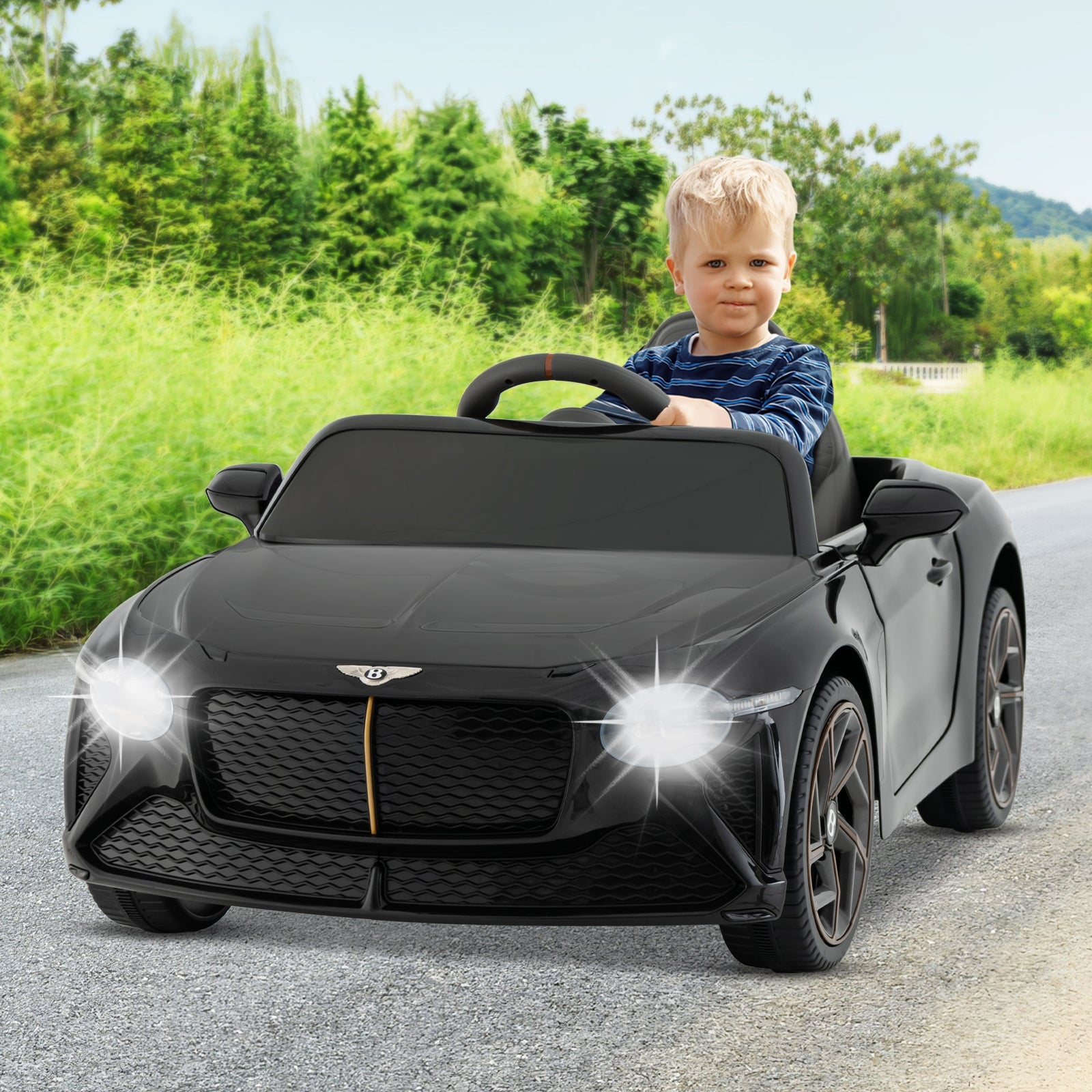 12V Powered Car Kids Ride-on Racer Car Licensed Bentley Bacalar, Black Powered Ride On Toys at Gallery Canada
